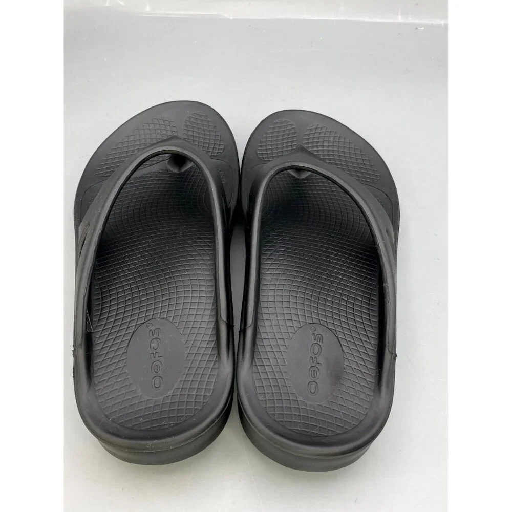 Oofos Ooriginal Unisex Flip Flops M6/W8 Black Slip On Recovery Thong Sandals - Picture 4 of 8